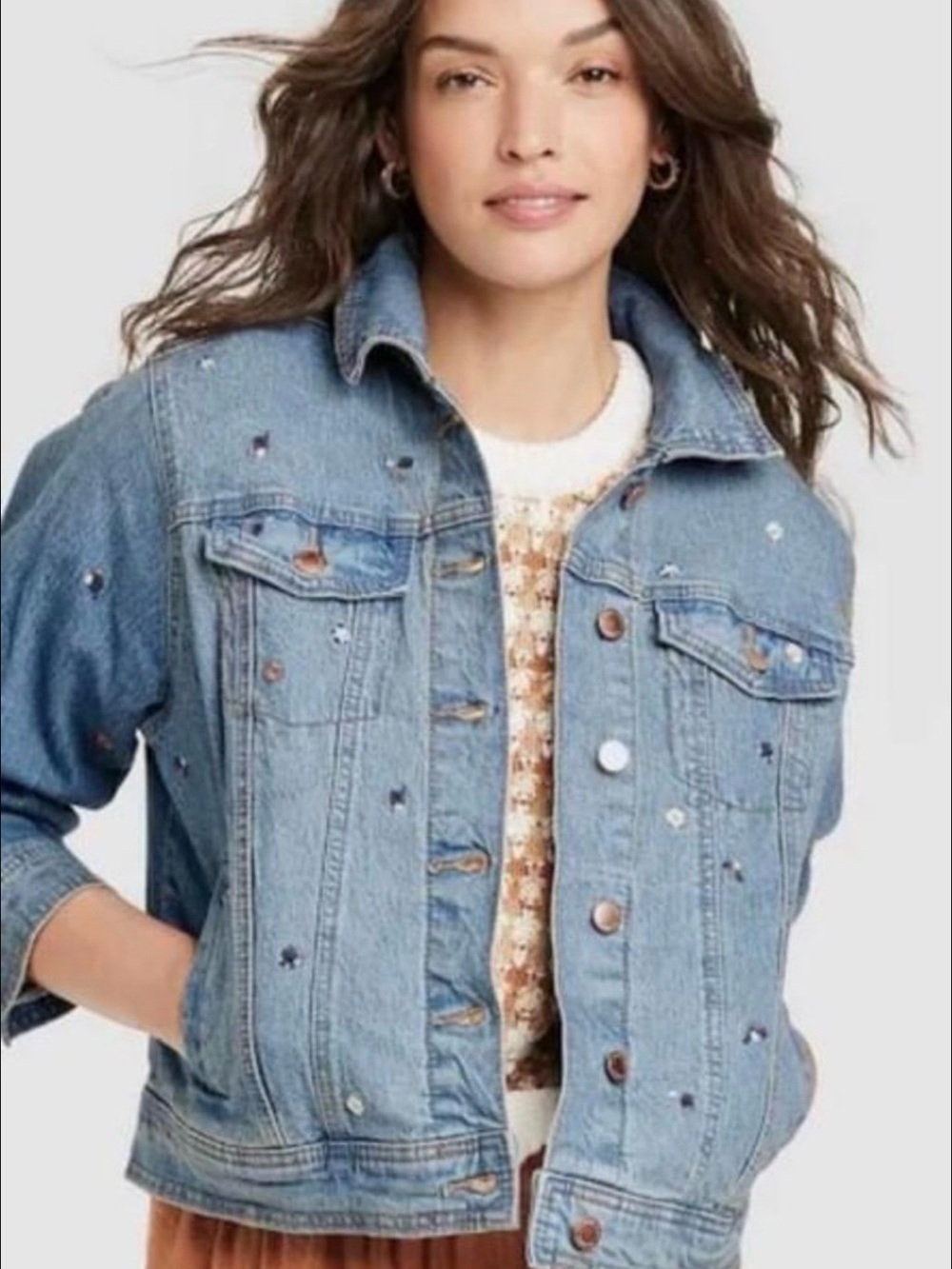 Universal Thread Embroidered Denim Jacket